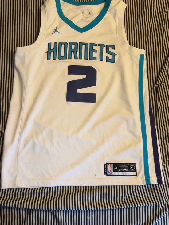 Jordan White Hornets #2 Jersey with Teal and Navy Accents