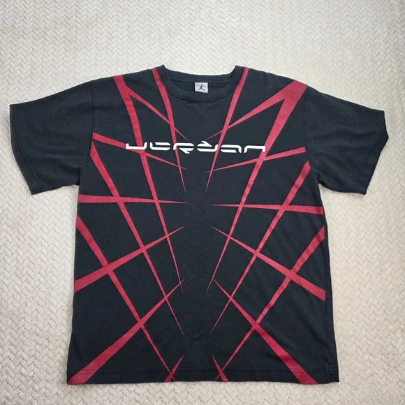 Vintage Jordan Brand Men Black Red Spiderman Graphic T-Shirt Jumpman  Size‎ L