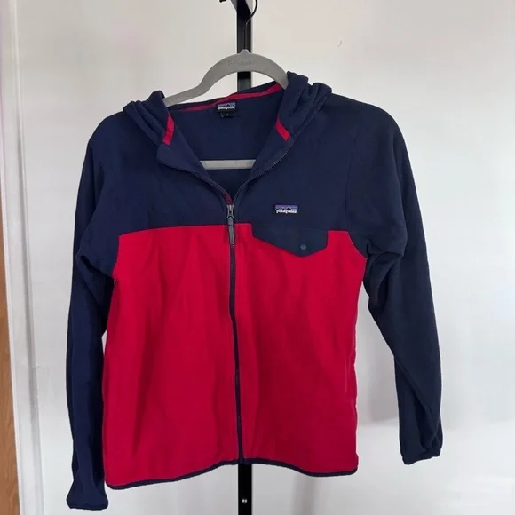 Patagonia Kids' micro D snap-T Fleece Red and Navy Jacket size 14