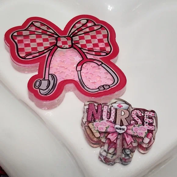 Nurse Bow Shaker Flatback Focal Bead Badge Keychain Crafts Beaded Pen Stethoscop