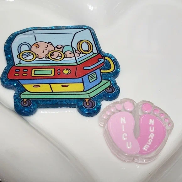 NICU Nurse Flatback Focal Bead Flats Badge Keychain Crafts Beaded Pen Baby