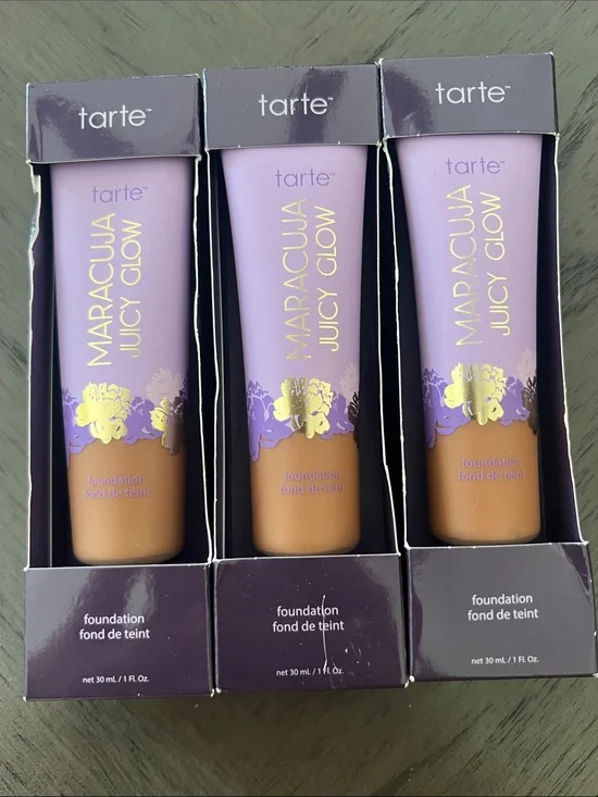 tarte Maracuja Juicy Glow Foundation - Purple & Gold Packaging shade 48N lotof3