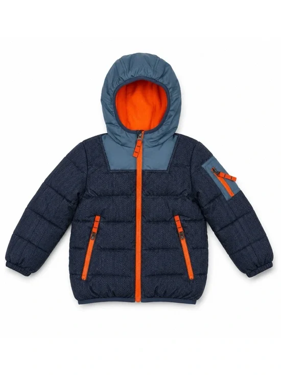 Snozu Black Gray & Orange 2-in-1 Multiway Hooded Puffer Jacket Toddler 3T