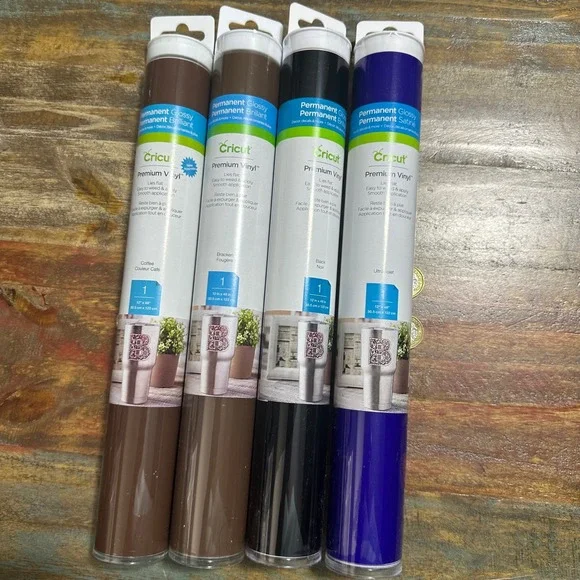 Cricut Premium Vinyl Permanent Glossy 4 Pack Coffee Bracken Black Ultraviolet