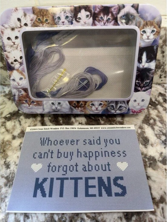 Cross Stitch Wonders - Cross Stitch Kit in a Tin - Cat Kittens  - 2004