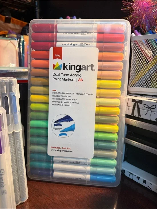 Kingart PRO Dual Tone Acrylic Paint Markers 36CT W/case - NEW
