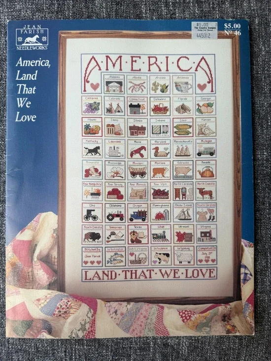 Vintage Cross Stitch Pattern Booklet Jean Farish America Land That We Love