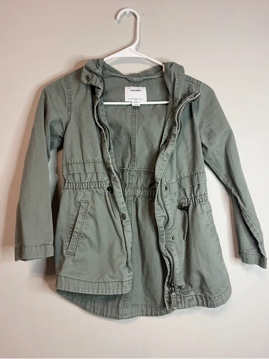 Old Navy Olive Green Utility Anorak Jacket medium 8 girls