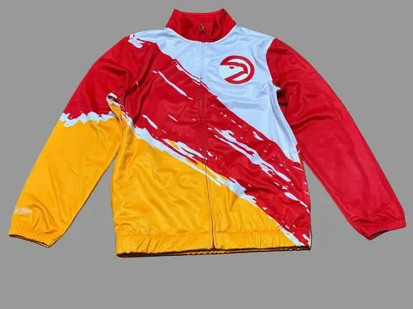 Atlanta Hawks Mitchell & Ness Hardwood Classic Jacket Youth Kids M 10-12 New