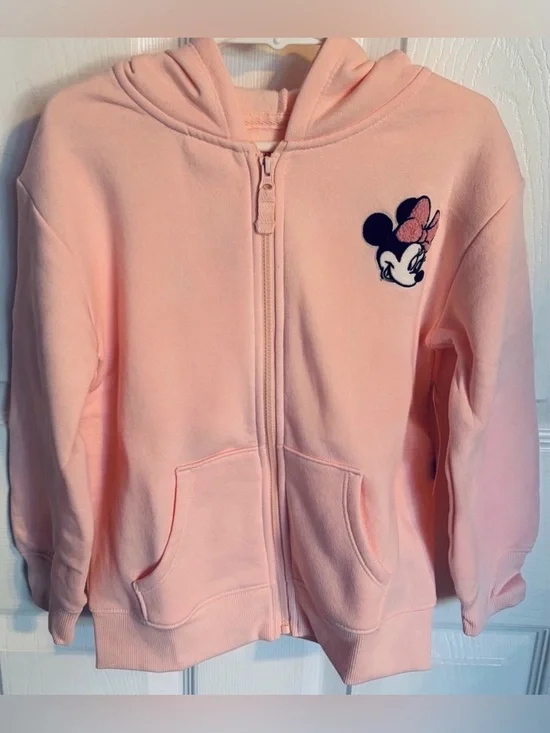 Disney Jumping Beans Minnie Mouse Toddler Pink Zip Up Hoodie, Size 5T New