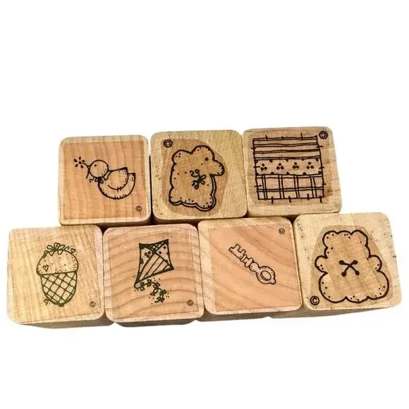 DOTS Set Ice Cream Key Kite Bird Of 7 Assorted Mini Rubber Stamps