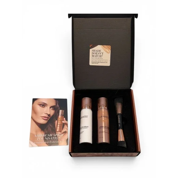 Luminess Airbrush Spray Silk Foundation Starter Kit Medium 040 Primer Brush NEW