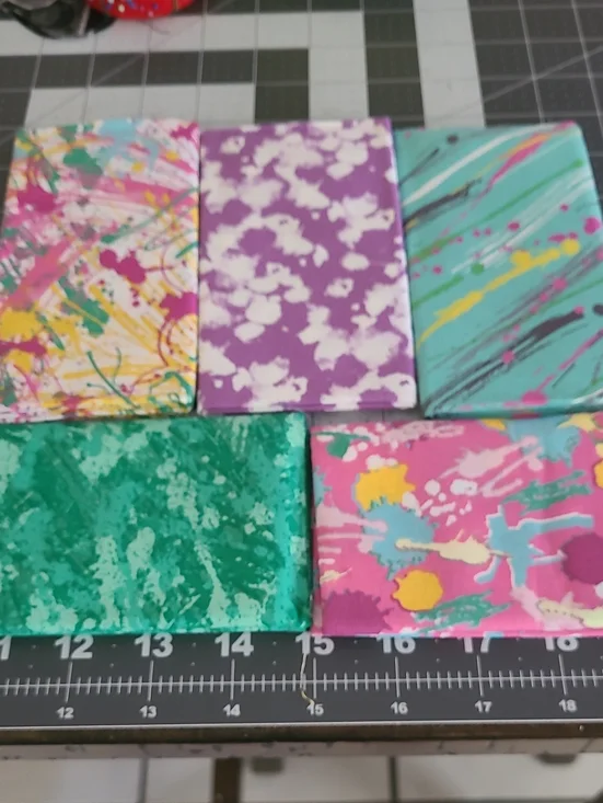 Set of 5 Colorful Abstract Mini Canvases - Pink, Purple, Teal, Green