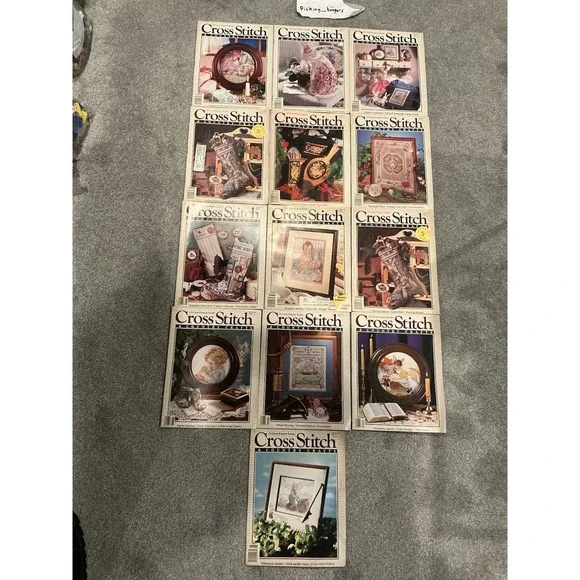 Lot of 13 Vintage Cross Stitch & Country Crafts Magazine Stitching Patterns