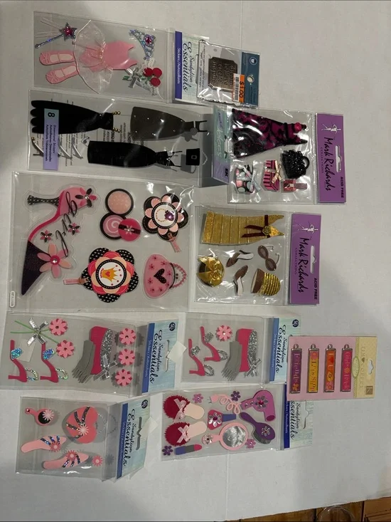 Girlie dresses & bags scrapbooking stickers lot 3