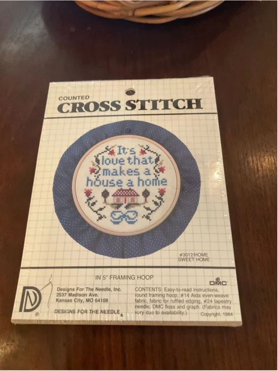 Vintage Dead stock It’s love that makes a house a home 1984 Cross Stitch Kit