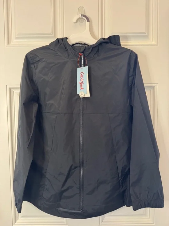 Cat & Jack Black Hooded Lightweight Jacket Kids Size Large (10/12) New NWT