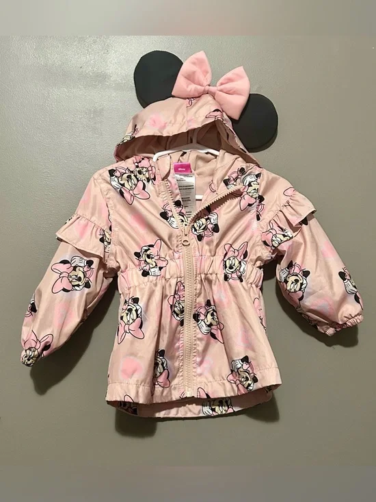 Disney Pink Minnie Mouse Hooded Raincoat with Bow Ears
