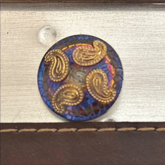 Vintage Czech Blue and Gold Button