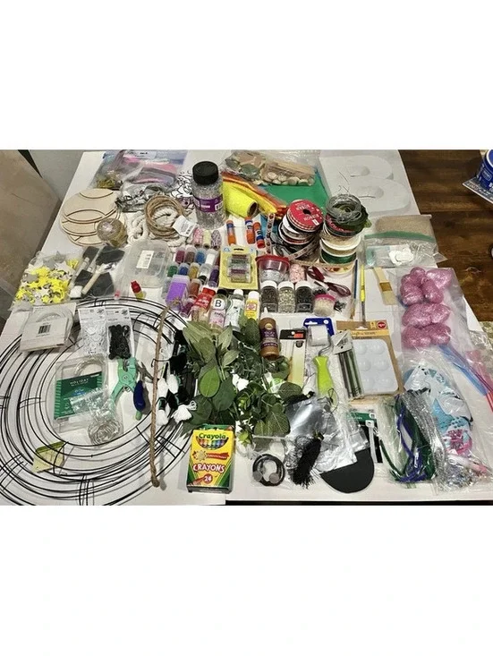 Huge Bulk Lot Craft Supplies Glitter Wires Glue Resin Wreath Ribbons Ropes Felt