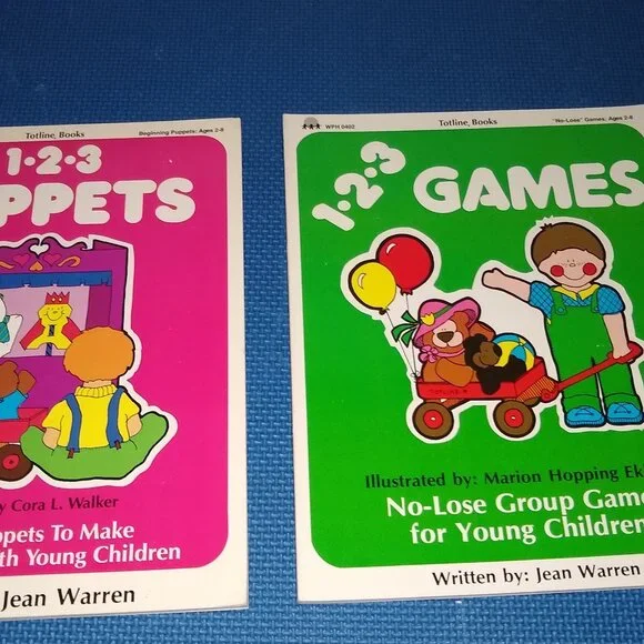 Puppets 1- 2- 3 : Simple Puppets to Make  & 1 2 3 games by Jean Warren New