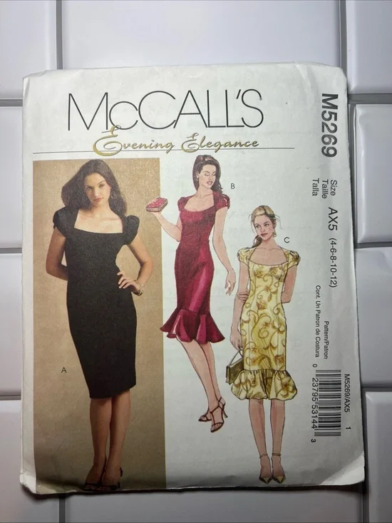 McCall’s Evening Elegance M5269 Dress Pattern Size AX5 Opened