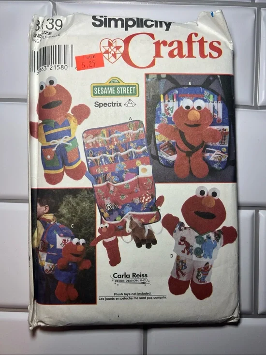 Simplicity Crafts Sesame Street Elmo Plush Sewing Pattern - 8139 Opened