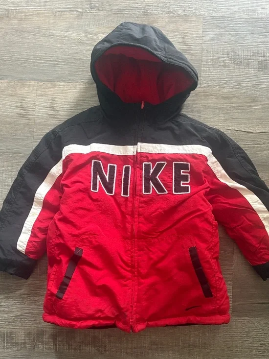 Vintage Red and Black Nike Reversible Winter Jacket