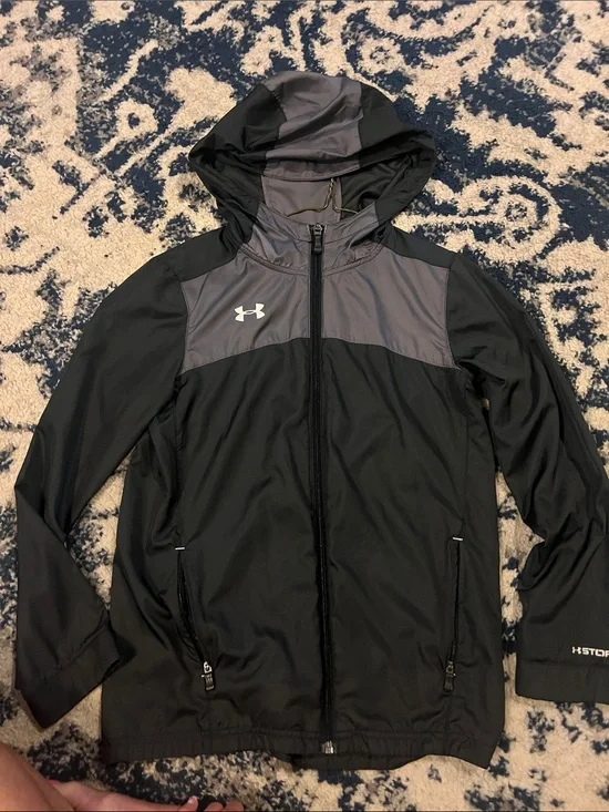 Under Armour Black and Gray Hooded Windbreaker Jacket