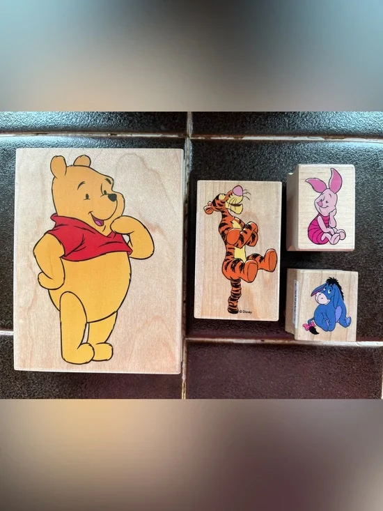 Disney- Pooh character All Night Media Rubber Stamps Set.