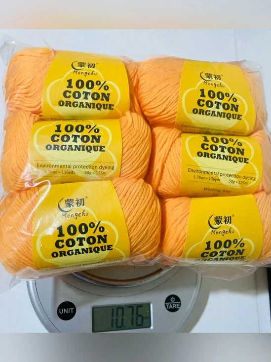 NWT 6 Mengchu 100% Organic Cotton Yarn Color:‎ Fresh Turmeric ~48g ea 10oz total