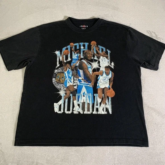 Jordan Michael Jordan Shirt Mens XL Black UNC Tar Heels Basketball Oversized Tee