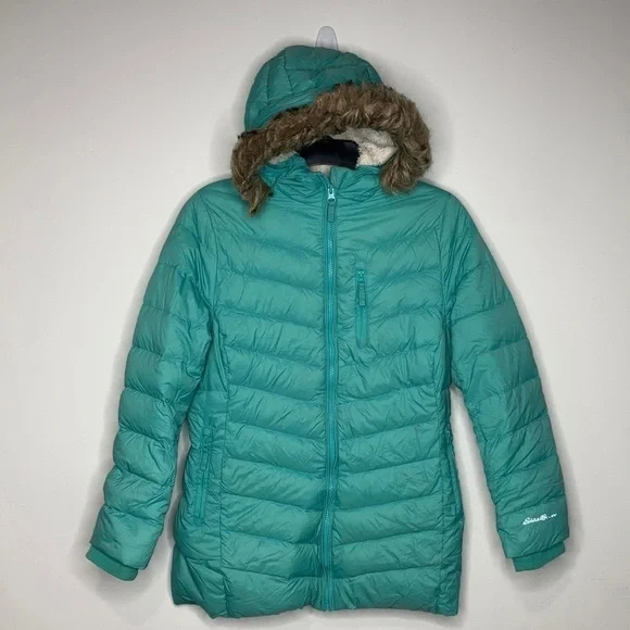 Eddie Bauer down filled‎ puffer coat teal green size M (10/12)