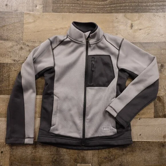 REI Fleece Jacket‎ Boys Small Gray Full Zip Outdoor Trail Layer