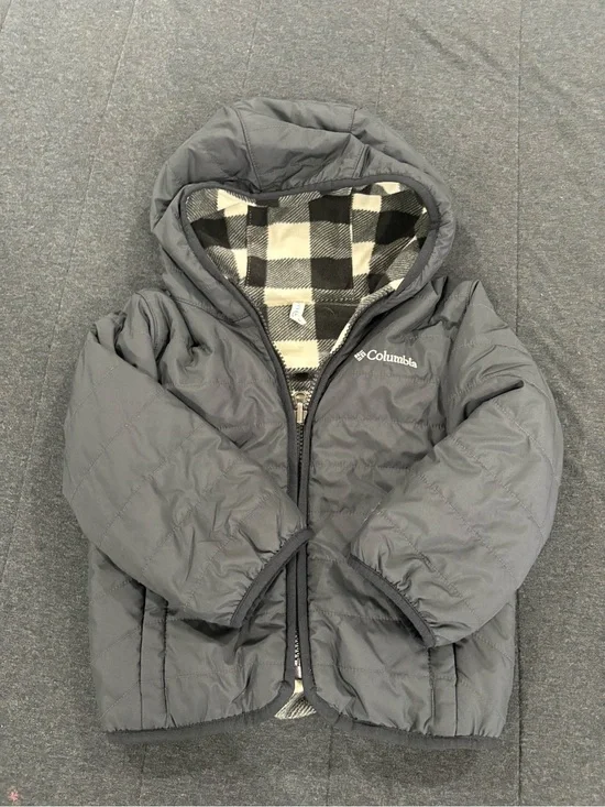 Columbia Black and White Plaid Reversible Jacket