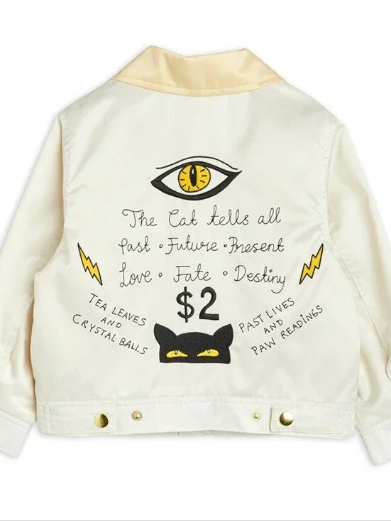 Mini Rodini The Cat Tells All Satin Jacket NWT