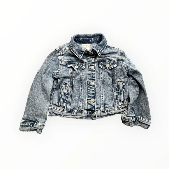 Jumping Beans Denim Jacket Kids 4T Blue Acid‎ Wash Trucker Cotton Blend Stretch