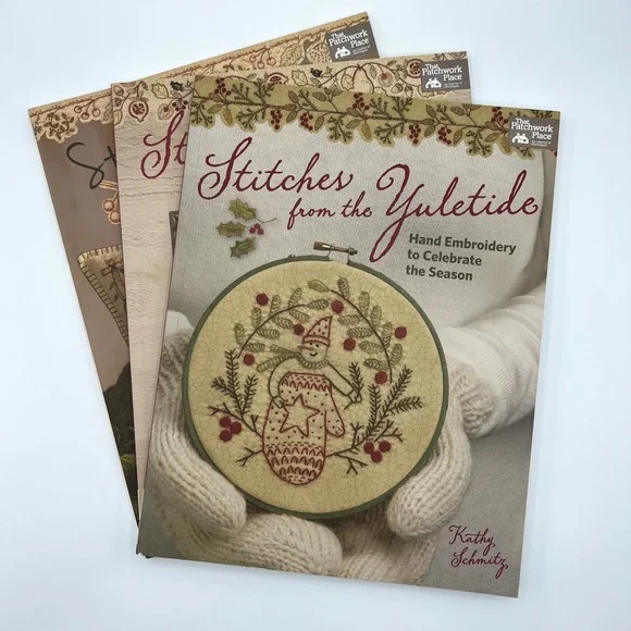Kathy Schmitz Hand Embroidery Lot Yuletide Harvest Garden Martingale 3 Books