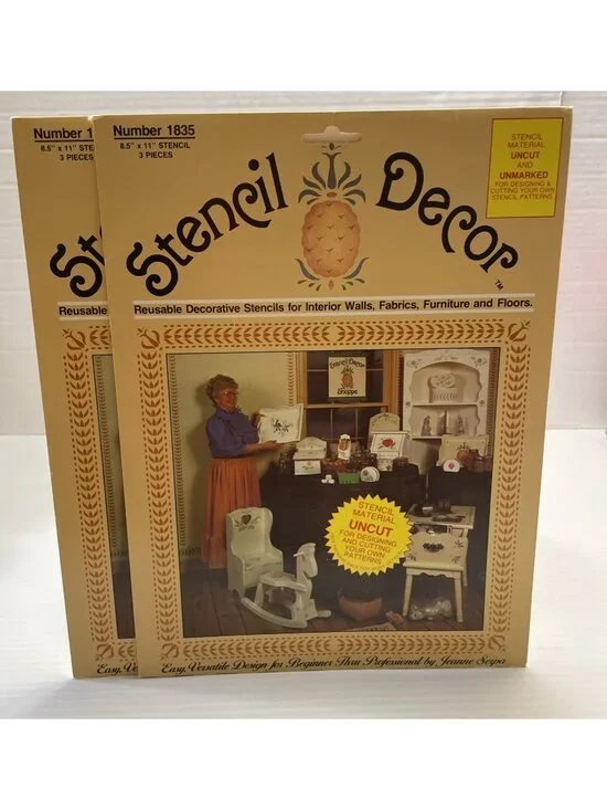 Stencil Decor Plaid Enterprises 7 Uncut pieces Stencil Material  1983 - NEW