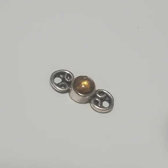2/$15 Sterling Silver Link with Citrine Round Cabochon 925