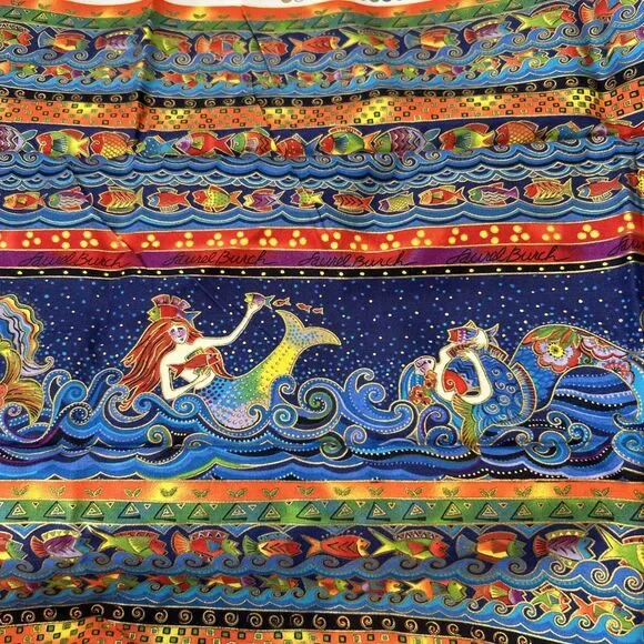Sea Spirits Laurel Burch Cotton Fabric Mermaids Tropical Fish Colorful 1 Yard