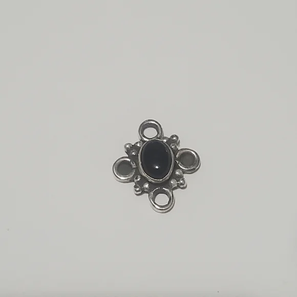 2/$15 Sterling Silver Link with Black Onyx (Dyed) 14x11mm 925