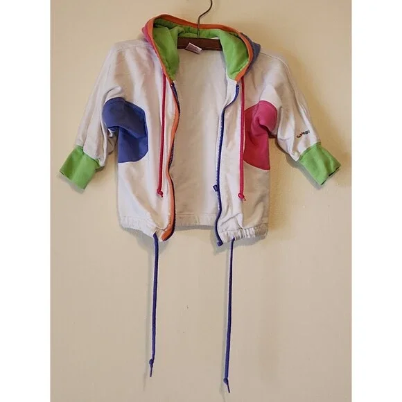 Vintage 90s Gymboree Multi Colorblock Hooded Jacket Size Small FLAWED ZIPPER