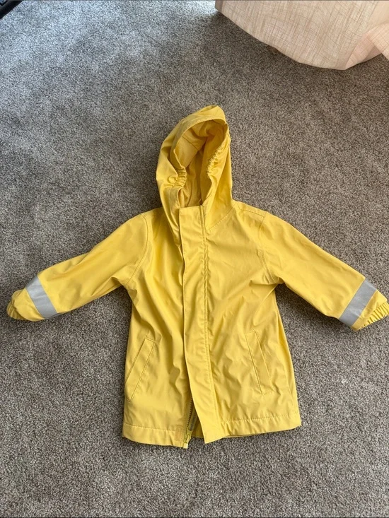Cat & Jack Yellow Hooded Raincoat with Reflective Sleeve Bands