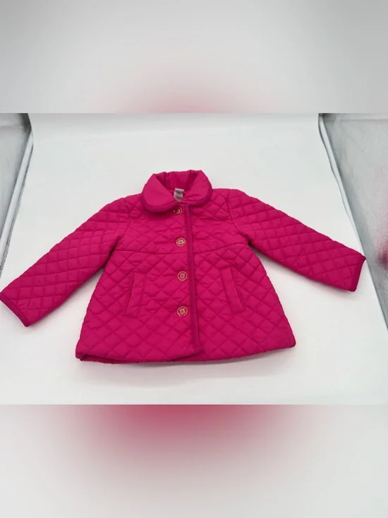 Little Me Girls Pink Winter Button Up Coat 3T