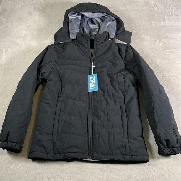 ZSHOW Jacket Youth 14-16 Black Hooded Zip Front Insulated Puffer Coat ZXC023 NEW