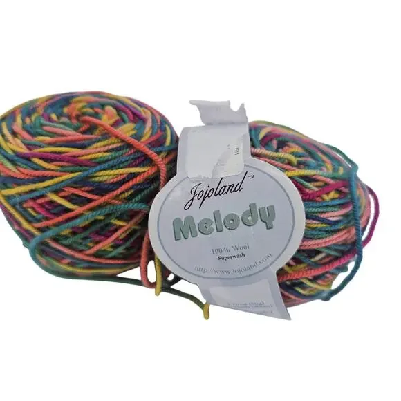 2 JoJoLand Melody Superwash fingering weight Rainbow yarn 100% Wool  50g 220 Yds
