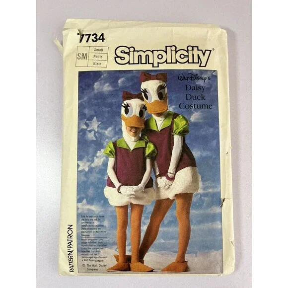 Vintage Disney Costume DAISY DUCK S7734 Adult Sz Small 32-34 Cut Sewing Pattern
