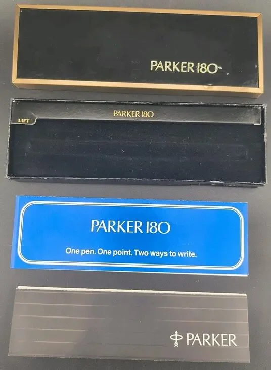 Vintage Parker 180 Pen Presentation Box, Outer Sleeve, and Inserts Set