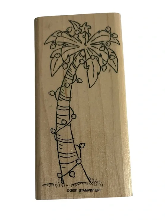 Stampin Up Palm Tree Wood Mounted Rubber Stamp Christmas at the Beach HTF